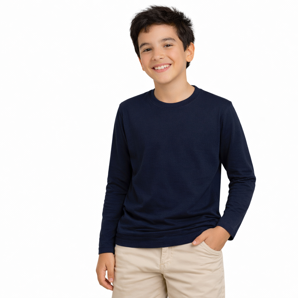Polera Niño Niña Extreme Manga Larga Algodón 160 Gr Cuello Reforzado