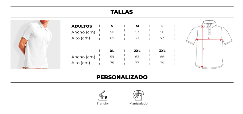 Polera Piqué Hombre Blanca 60% Algodón 40% Poliéster Tallas S A 3xl