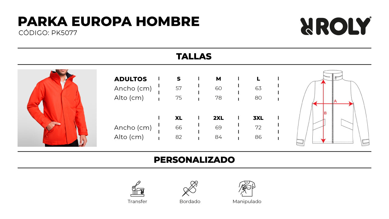 Parka Impermeable Hombre Europa 100% Poliéster Tallas S-3xl