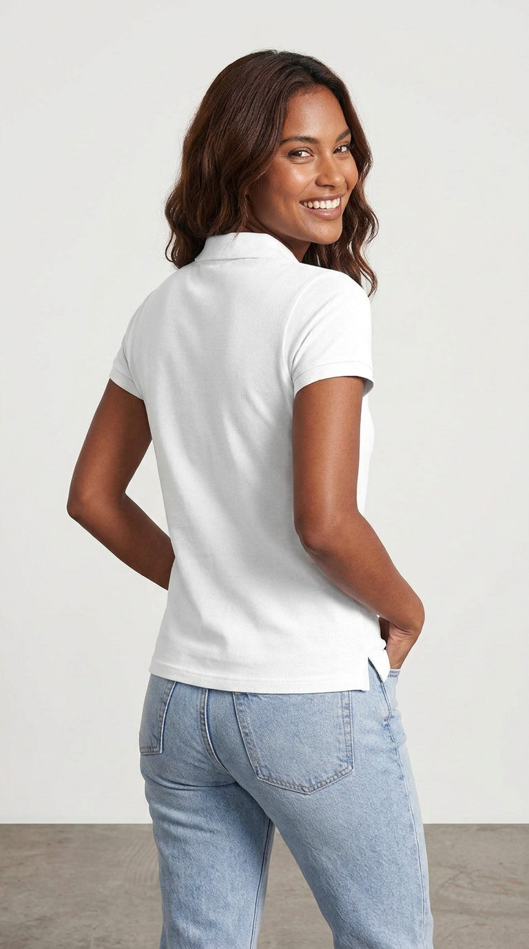 Polera Pique Mujer Premium Blanco Tallas S-2xl