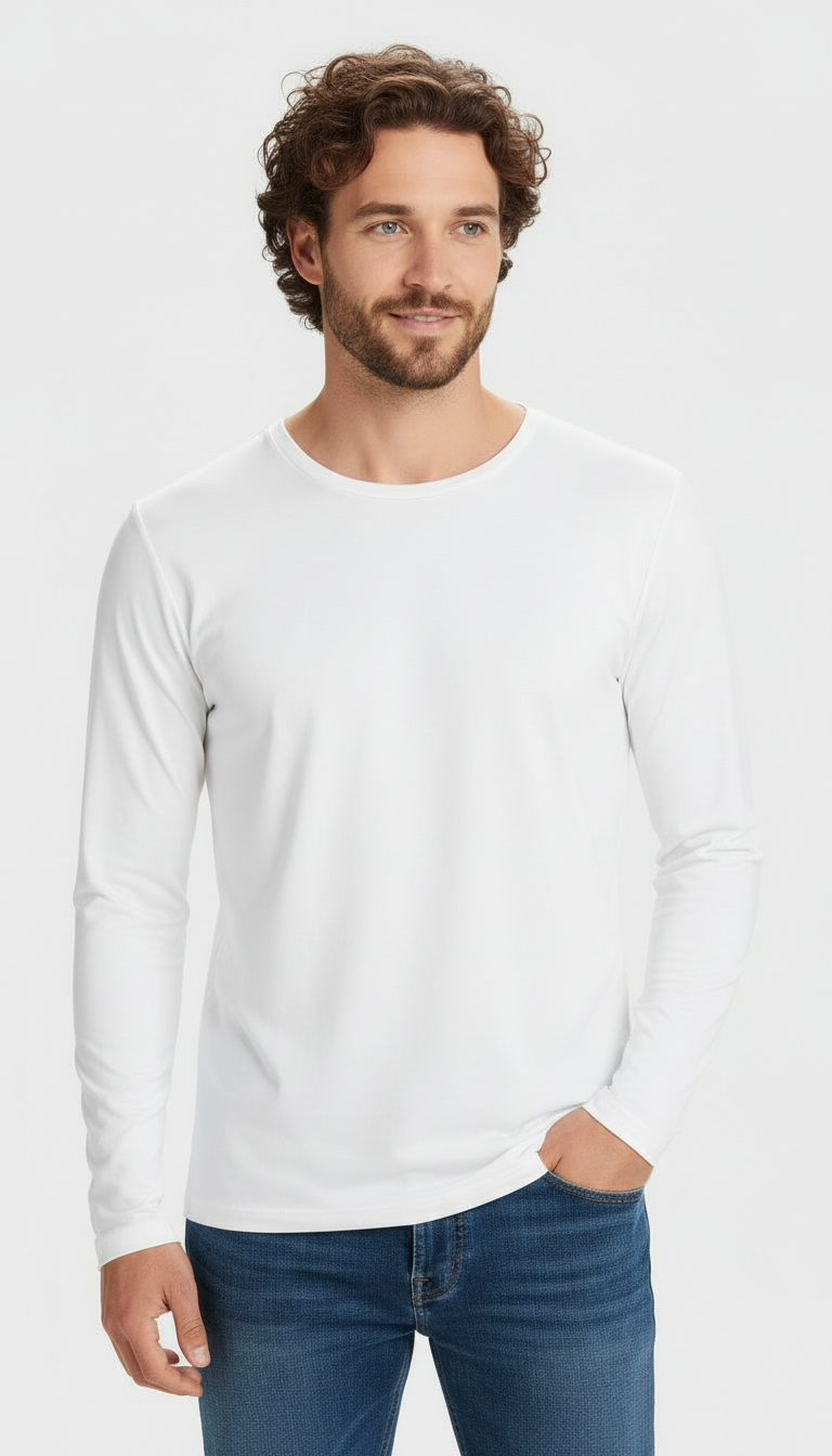 Polera Hombre Poliéster Manga Larga Tallas S-3xl