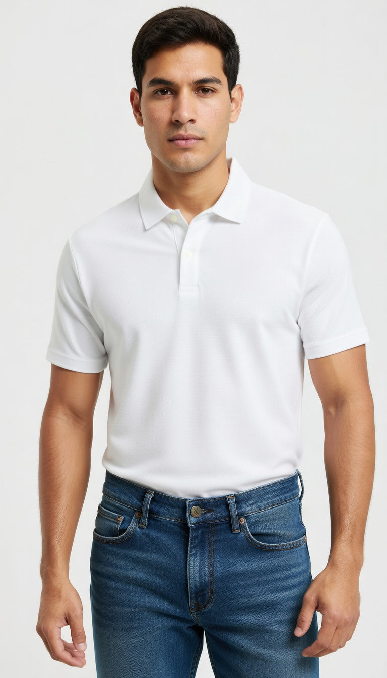 Polera Piqué Hombre Manga Corta Cuello Polo