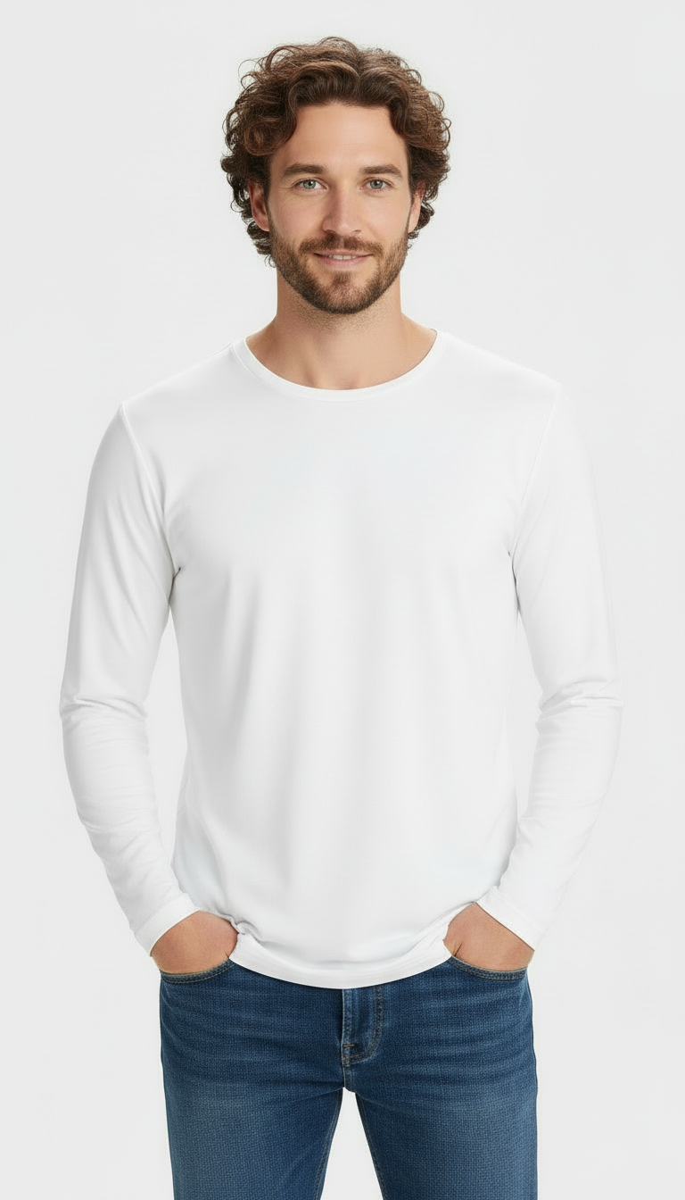 Polera Hombre Poliéster Manga Larga Tallas S-3xl