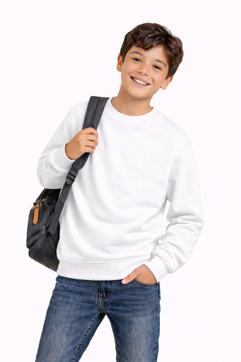 Polerón Clásica Niño Liso (Cuello Redondo, Felpa Perchada 280 g/m²)
