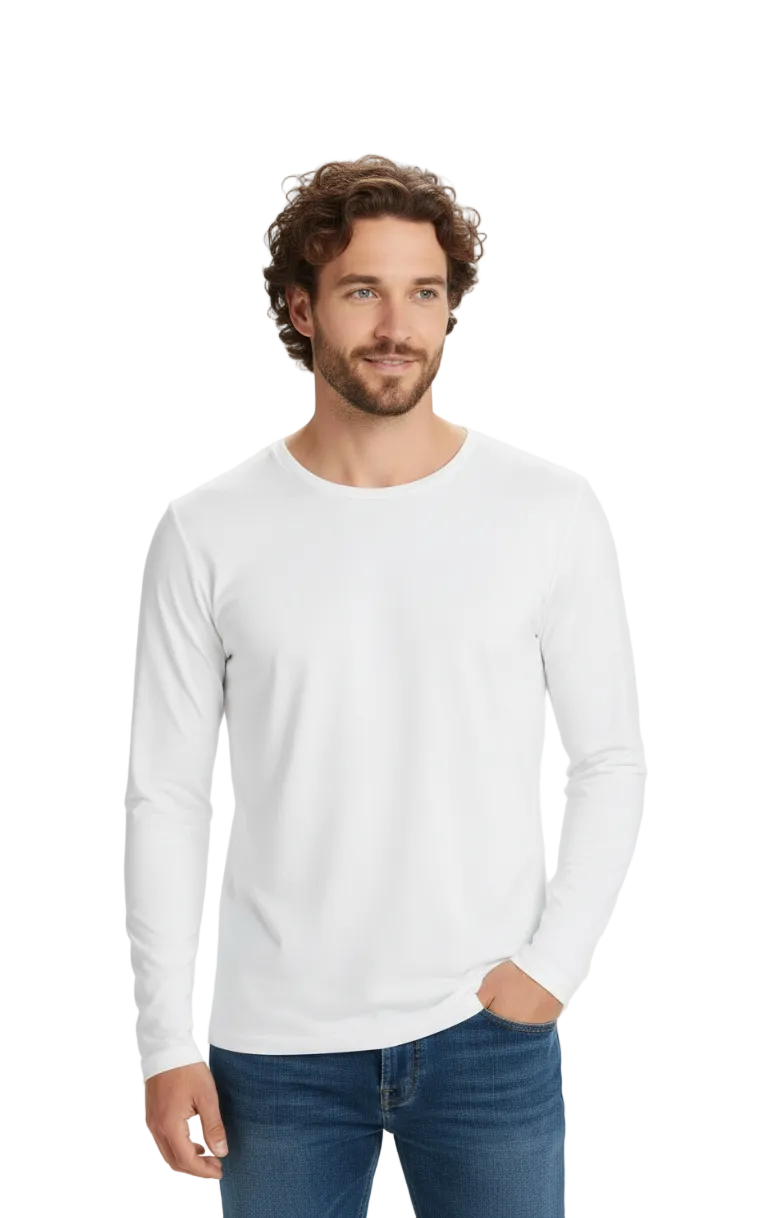 Polera Hombre Poliéster Manga Larga Tallas S-3xl
