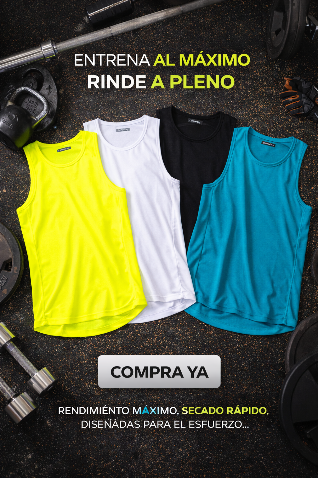 Polera Hombre Andre Sin Mangas Deportiva Control Dry Uv Gym Runner