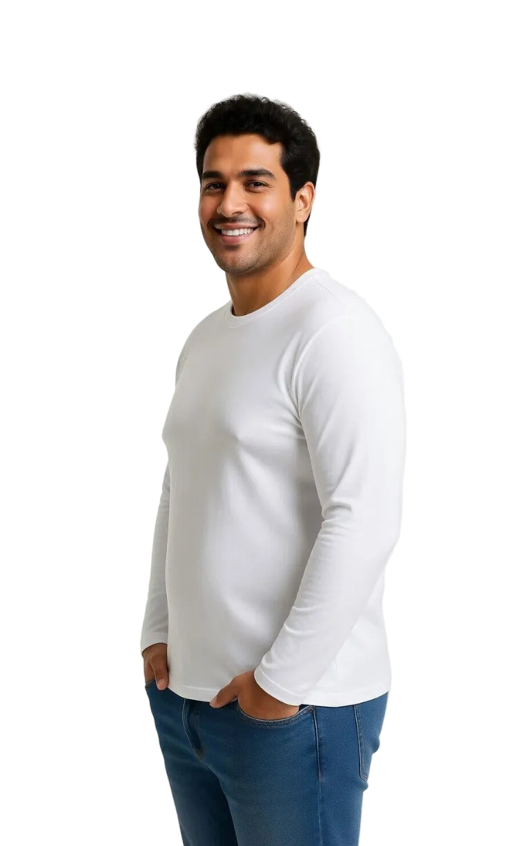 Polera Hombre Premium 100% Algodón M/L Blanca Talla 3xl