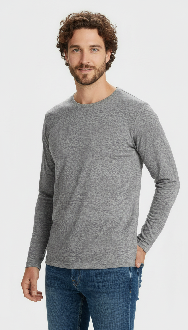 Polera Hombre Poliéster Manga Larga Tallas S-3xl