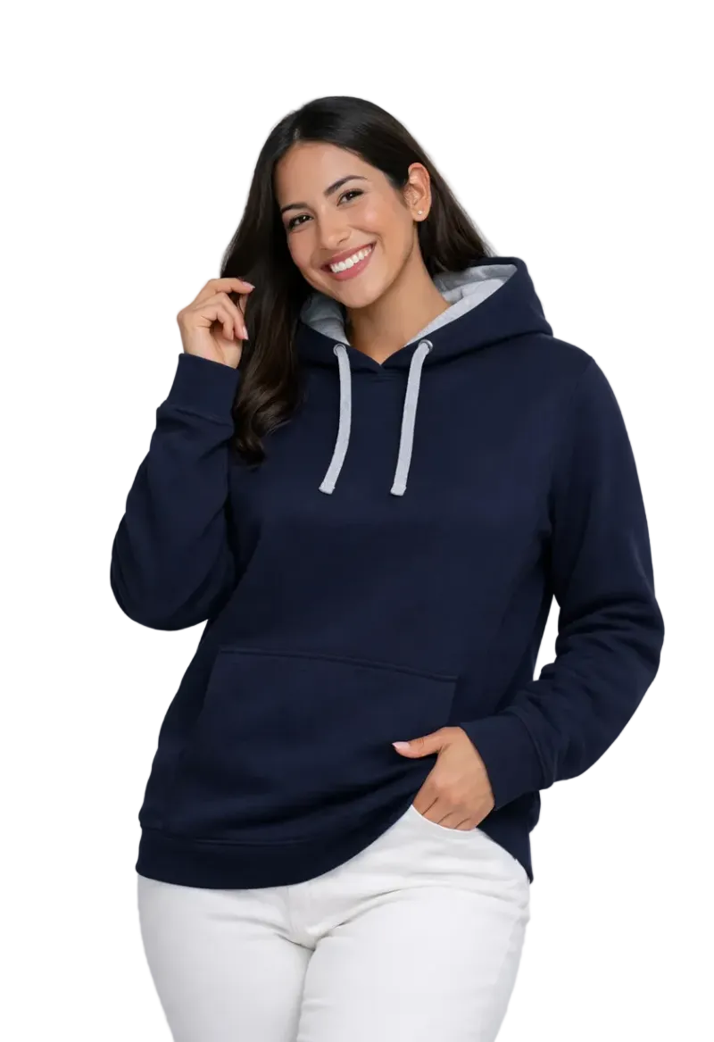 Polerón Mujer Bicolor Urban Con Capucha Felpa Perchada 280 g/m²