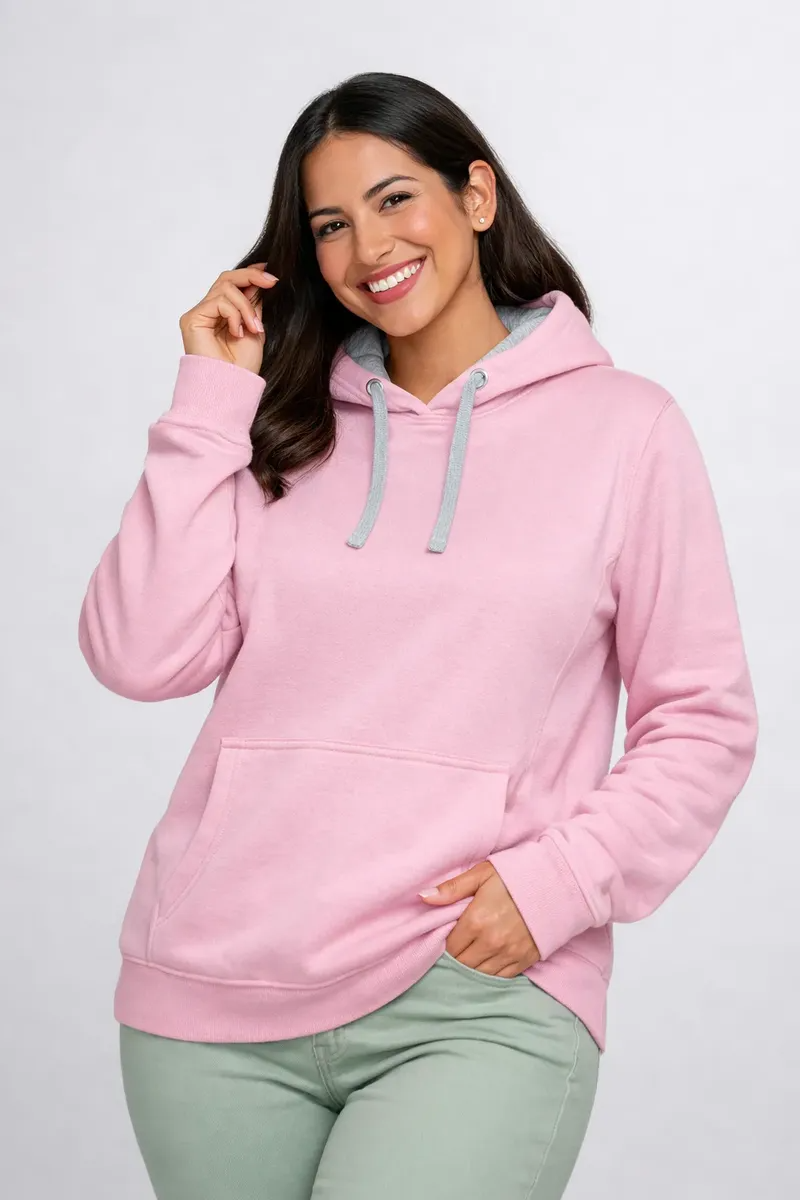 Polerón Mujer Bicolor Urban Con Capucha Felpa Perchada 280 g/m²