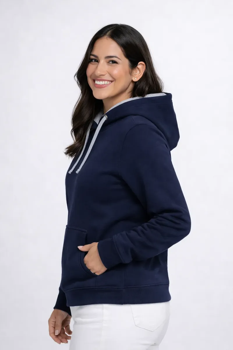 Polerón Mujer Bicolor Urban Con Capucha Felpa Perchada 280 g/m²