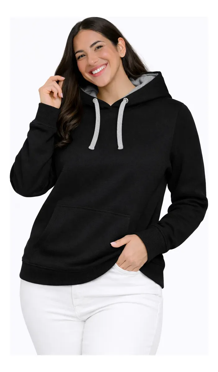 Polerón Mujer Bicolor Urban Con Capucha Felpa Perchada 280 g/m²