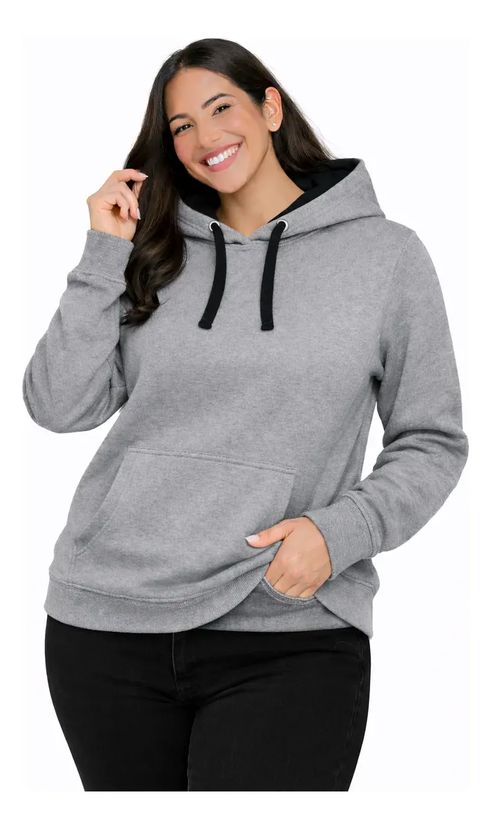 Polerón Mujer Bicolor Urban Con Capucha Felpa Perchada 280 g/m²
