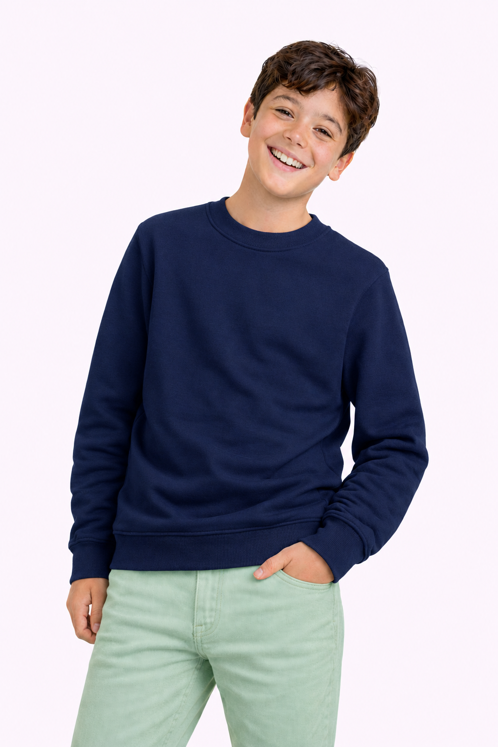 Polerón Clásica Niño Liso (Cuello Redondo, Felpa Perchada 280 g/m²)