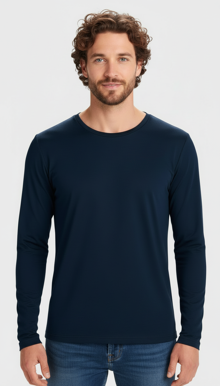 Polera Hombre Poliéster Manga Larga Tallas S-3xl