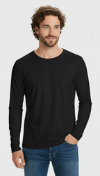 Polera Hombre Poliéster Manga Larga Tallas S-3xl