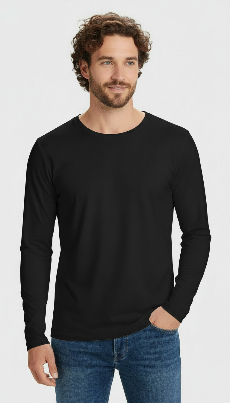 Polera Hombre Poliéster Manga Larga Tallas S-3xl
