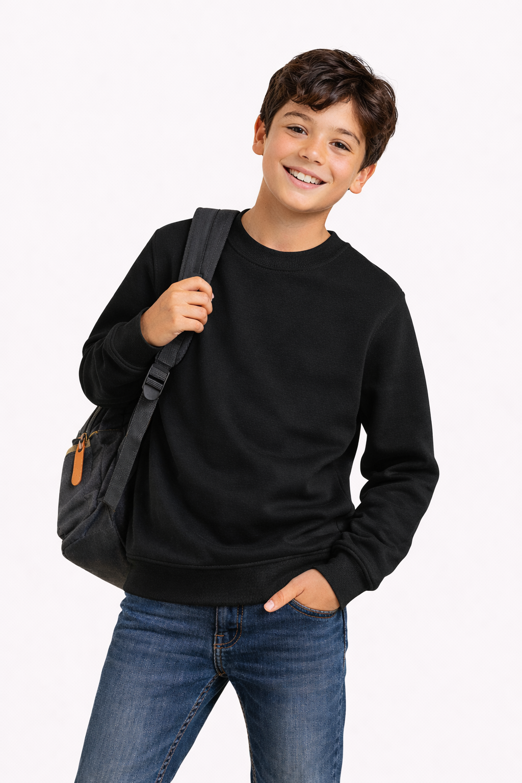 Polerón Clásica Niño Liso (Cuello Redondo, Felpa Perchada 280 g/m²)