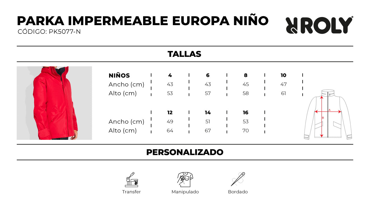 Parka Impermeable Europa Niño/Niña Acolchada