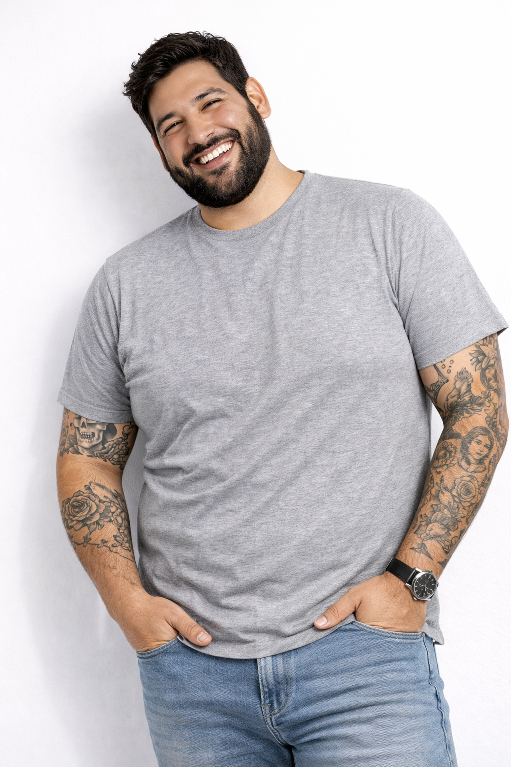 Polera Hombre Plus Size Atomic Premium 100% Algodón 150 g/m² – XL a 3XL (Lisa)