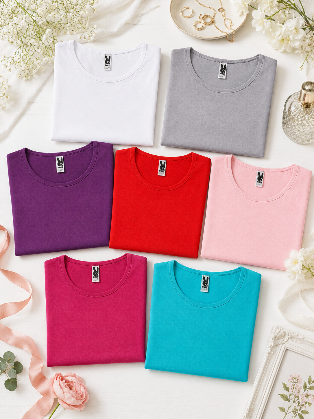 Polera Premium Mujer, Algodón 100%, Suave, Escote Redondo