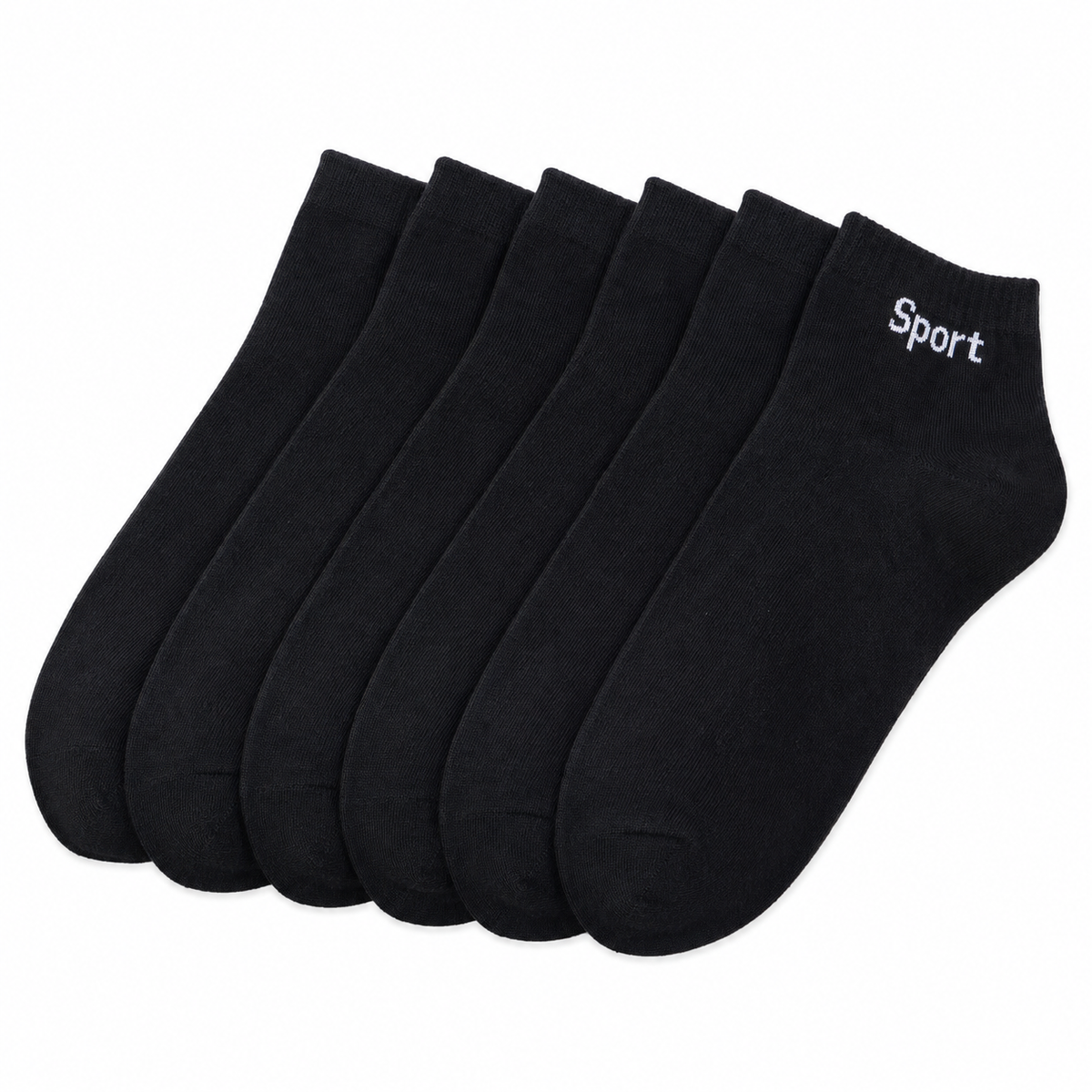 Pack 3 pares Calcetines Cortos Sport 100% Algodón color negro talla única 41-47